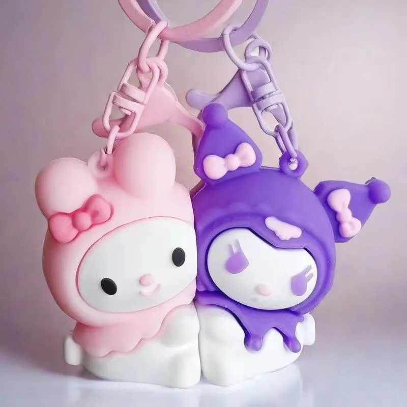 Kuromi & My Melody Magnetic Couple Keychain – Sanrio Attraction Keyring, Cute Snap Together Bag Charm & Gift for Couples